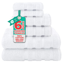 Load image into Gallery viewer, American Soft Linen Luxury 6 Piece Towel Set, 2 Bath Towels 2 Hand Towel 2 Washcloths, 600 GSM 100% Cotton Turkish Towels for Bathroom, White Towel Sets