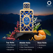 Load image into Gallery viewer, Orientica Royal Collection Monarch Eau De Parfum 2.7 Oz / 80ml - Pink Pepper, Mandarin, Bergamot, Dry Amber, Pear Tree Blossoms, Lily of the Valley, Ambergris, Musk - Arabic Perfume for Men & Women