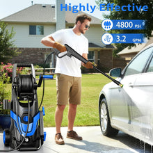 Load image into Gallery viewer, New Upgrade Pressure Power Washer 4800PSI w/4 Quick Connect Nozzles, Inlet Hose & Filter&500ML Soap Tank, High Cleaning Machine for Cars/Fences/Driveways/Patios/Home Cleaning,Blue