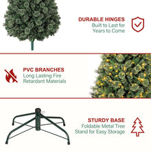 Load image into Gallery viewer, Hykolity 6 ft Prelit Christmas Tree, Artificial Christmas Pine Tree with 350 Warm White LED Lights, 1016 PVC Branch Tips & Needles, Metal Stand and Hinged Branches