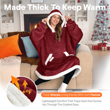Load image into Gallery viewer, Giggling Getup Wearable Blanket Hoodie for Women Men Gifts for Women Mom Wife Sherpa Fleece Hooded Blanket Sweatshirt Warm Cozy Sherpa Wearable Throw with Pocket & Sleeves for Adult Standard Burgundy