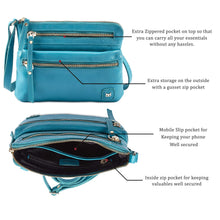 Load image into Gallery viewer, Wise Owl Accessories Small Crossbody Sling Bag Real Leather Purse for Women Crossover Trendy Shoulder Handbag (Turquoise Green Nappa)