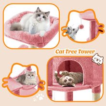 Load image into Gallery viewer, Sweetcrispy 44 Inch Cats Tree Tower, Cat Climbing Tower with Natural Sisal Scratching Posts, Hammock, Pet Condo for Indoor Cats and Kittens Play, Pink