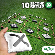 Load image into Gallery viewer, SWOOC Games - Giant Tic Tac Toe Game Outdoor (All Weather) | 3ft x 3ft | Instant Setup, No Assembly | Giant Outdoor Games for Adults and Family | Outside Toys | Large Lawn & Backyard Fun | Yard Game