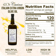 Load image into Gallery viewer, Roi Extra Virgin Olive Oil from Italy - Cucina Ligurian Olive Oil from Italy, First Cold Pressed, Pure, Polyphenol Rich EVOO, 34 fl oz (1 liter)