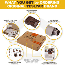 Load image into Gallery viewer, TESLYAR Wood Phone Docking Station for Men - Desk or Nightstand Organizer - Birthday Gifts for Husband or Dad - Anniversary Idea from Wife - Key Holder, Stand Wallet, Watch & Essentials (Brown)