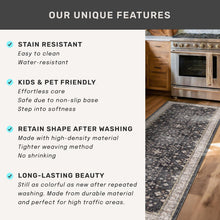 Load image into Gallery viewer, Boho Black Rug for Living Room - Washable 10x14 Area Rug, Dining Room Rugs for Under Table, Soft Low Pile Carpet for Large Bedroom - Farmhouse Decor, Non-Slip & Stain Resistance (10x14 Black/Multi)