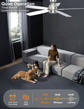 Load image into Gallery viewer, Ohniyou Ceiling Fans with Lights, 52'' Low Profile Ceiling Fan with Light and Remote/APP Control, Modern Flush Mount Ceiling Fan for Indoor Bedroom Living Room, Dimmable, Quiet DC Motor, Silver