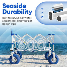 Load image into Gallery viewer, Sekey Heavy Duty Beach Wagon with 9" Big Sand-Proof Wheels – 600lb Capacity, 200L Oversized Foldable Cart | Adjustable Handle & All-Terrain Tires for Sand, Camping, Groceries