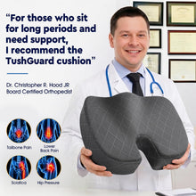 Load image into Gallery viewer, TushGuard Seat Cushion - Memory Foam Sitting Pillow for Office Chair, Car Seat, Airplane, Bleacher - Sciatica & Hip & Coccyx Pain Relief Desk Chair Cushion for Long Sitting Office Workers, Car Drivers