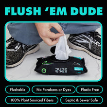 Load image into Gallery viewer, DUDE Wipes - Flushable Wipes - 6 Pack, 288 Wipes - Mint Chill Extra-Large Adult Wet Wipes - Vitamin-E, Aloe, Eucalyptus & Tea Tree Oils - Septic and Sewer Safe