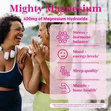Load image into Gallery viewer, Pink Stork Magnesium Supplement for Women with Vitamin D - Mood, Natural Calm & Energy Levels - Digestion, Heartburn, & Constipation Support for Pregnancy - Breastfeeding Friendly - 60 capsules