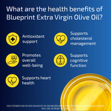Load image into Gallery viewer, Blueprint Bryan Johnson Extra Virgin Olive Oil - Cold Pressed Polyphenol Rich EVOO (over 400 mg/kg), Smooth Peppery Flavor, Keto & Paleo Friendly, 3rd Party Verified, Single Source, 750ml Glass Bottle