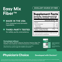 Load image into Gallery viewer, Physician's CHOICE Easy Mix Fiber for Digestive Health & Regularity - No Grit, Sugar Free, & Tasteless - Daily Prebiotic Soluble Fiber Powder Supplement for Women and Men - Unflavored - 7.1oz