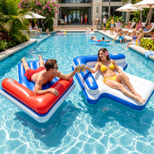 Load image into Gallery viewer, Funscape Inflatable Pool Floats for Adult, Floating Pool Lounger Tanning Bed, Cool Sun Bathing Tan Blow up Raft Floatie W/Handle, Summer Swimming Water Mat, Party Gifts for Beach Backyard Lake - Blue