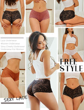Load image into Gallery viewer, READY TO LOVE Sexy Women's Underwear Lace Shorts V Waist Breathable Cheeky Panties Boyshorts Underwear Women 5 Pack