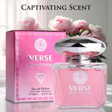 Load image into Gallery viewer, Verse Pink Crystal Eau De Parfum for Woman - Top Notes of Pomegranate, Yuzu & Iced Accord - Base Notes of Peony, Lotus, Magnolia, Amber, Musk & Mahogany - Floral & Fruity Scent - Elegant 100ml Bottle