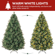 Load image into Gallery viewer, Hykolity 6 ft Prelit Christmas Tree, Artificial Christmas Pine Tree with 350 Warm White LED Lights, 1016 PVC Branch Tips & Needles, Metal Stand and Hinged Branches