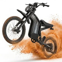 Load image into Gallery viewer, HAPPYRUN G18pro Electric Dirt Bike for Adults – 4500W Peak Motor, 60V 35Ah Battery, 38 mph Top Speed, 75 Mile Range, 5-Level Speed Control, Full Suspension, Hydraulic Brakes, 19″/17″ Off-Road Tires