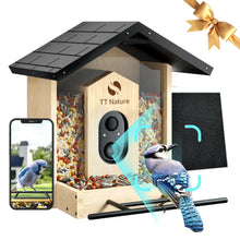 Load image into Gallery viewer, TT Nature Bird Feeder with Camera Solar Powered, Upgraded 1.5L Smart Bird Feeder Camera for Bird Watching, Auto Capture & Instant Real-time Notifications, Ideal Gift for Bird Lovers
