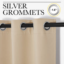 Load image into Gallery viewer, NICETOWN Blackout Curtain Panels for Bedroom, Bicotti Beige, 2 Panels, W29 x L36-inch, Thermal Insulated Grommet Top Blackout Draperies and Drapes for Basement