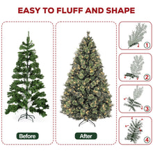 Load image into Gallery viewer, Hykolity 6 ft Prelit Christmas Tree, Artificial Christmas Pine Tree with 350 Warm White LED Lights, 1016 PVC Branch Tips & Needles, Metal Stand and Hinged Branches