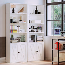 Load image into Gallery viewer, IRONCK Industrial Bookshelves and Bookcases with Doors Floor Standing 6 Shelf Display Storage Shelves 70 in Tall Bookcase for Home Office, Living Room