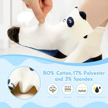 Load image into Gallery viewer, HYzgb Toddler Socks Boys 5T 6T 7T with Grips 12 Pairs Non Slip Little Kids Cotton Socks Crew Grippers Socks for Toddler Kids 5-6-7 Years Old (Panda Style)