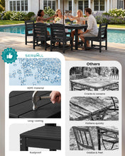 Load image into Gallery viewer, SERWALL Patio Dining Sets for 6 Person, HDPE Dining Set with 6 Armless Chairs, Black