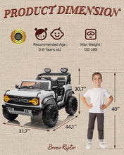 Load image into Gallery viewer, First Ride On Licensed Ford Bronco Raptor 24V 2 Seater Kids Ride on Toys, Battery Powered Electric Ride on Car, Remote Control Electric Car w/Led Lights, Music, High Low Speed (24V, White)