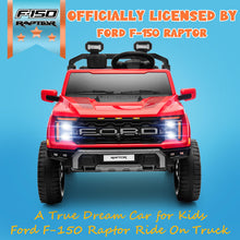 Load image into Gallery viewer, ENYOPRO Licensed Ford F-150 Raptor 24V Ride on Toys for Big Kids, 2 Seater Ride on Car for Boys & Girls with Remote Control, Kids Electric Vehicle with 4 Wheels Suspension, Bluetooth (Red)