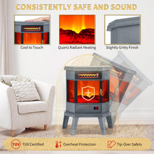 Load image into Gallery viewer, RealSmart Electric Fireplace Heater 22 in Freestanding Fireplace Stove Infrared Fireplace with 3D Flame Effect Remoted Control, Timer, Overheating Protection (Gray)