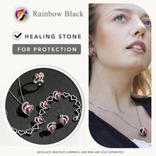 Load image into Gallery viewer, Leafael Necklaces for Women, Infinity Love Heart Pendant Rainbow Black Healing Crystal for Protection, Jewelry Gifts for Wife, Silver Plated 18 + 2 inch Chain, Birthday Gift for Mom Sister Her