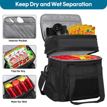Load image into Gallery viewer, GLENKEY Double Deck Insulated Lunch Box, Expandable Large Lunch Bag Leakproof Cooler Bag Lunch Pail for Men Women Adults Work Shifts Travel Daytrip, Black