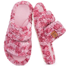 Load image into Gallery viewer, EverFoams Women‘s Fuzzy Open Toe Slippers with Soft Comfy Memory Foam Thick Sole Diva Wild Pink,7-8 US