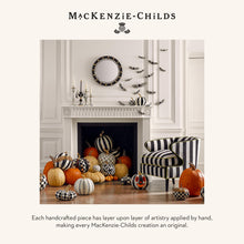 Load image into Gallery viewer, MACKENZIE-CHILDS Medium Pumpkin, Resin Halloween Home Decor, Gray-and-White Sterling Stripe