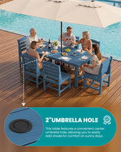 Load image into Gallery viewer, SERWALL Patio Dining Sets for 6 Person, HDPE Dining Set with 6 Armless Chairs, Blue