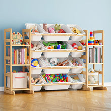 Load image into Gallery viewer, SpaceAid Toy Storage Organizer with 6 Shelves and 12 Bins, Bookshelf/Bookcase, Kids Bin Shelf, Toys Box for Playroom Organization for Bedroom & Room Decor, White, 52.3" W