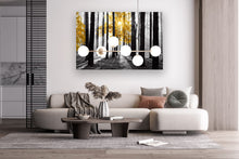 Load image into Gallery viewer, Cao Gen Decor Art S06369 Wall Art Canvas Painting Yellow Tree in Black and White Sunshine Foggy Forest Picture Poster Print Framed Ready to Hang for Living Room Bedroom Office Home Decor