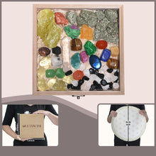 Load image into Gallery viewer, Oletiacisi 38 Pcs Crystals and Healing Stones. 65 oz Healing Crystal Set for Meditation, Crystal Collection, Decor. Oletiacisi Crystal Abundance Set. Sacred Geometric mat Help Setup a Crystal Grid