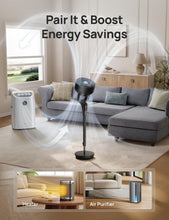 Load image into Gallery viewer, DREO Fan for Bedroom, 2026 Upgraded, 90ft Airflow, 20dB Quiet Fan, 90° Oscillating Standing Fan for Whole Room, DC Motor, 8+H Speeds, 3 Modes, 38-42'' Adjustable Height, 8H Timer, 105° Manual Vertical