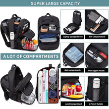 Load image into Gallery viewer, HILUSEN Extra Large Backpack for Men 50L, Insulated Cooler Lunch Box Backpack, Water Resistant 17inch Travel Laptop Work Bookbag with USB Charging Port,Black