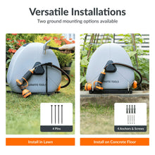 Load image into Gallery viewer, Giraffe Tools Retractable Heavy Duty Hose Reel, 5/8" x 92FT Automatic Rewind Garden Hose Reel with 360° Swivel Base, Ground Mounted for Lawn, Patio, Concrete Floor & Yard Watering