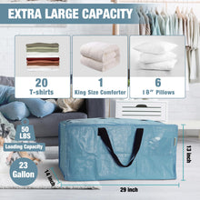 Load image into Gallery viewer, WORKPRO 6 Pack Extra Large Moving Bags with Zippers & Carrying Handles Backpack Straps, Heavy-Duty Storage Tote for Space Saving & Storage, Alternative to Moving Box (Dusty Blue)