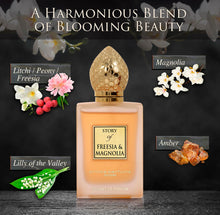 Load image into Gallery viewer, Prince Parfums Dubai - Story of Freesia Magnolia For Women - 3.4 Ounces - Extrait de Parfum - Delicate Bouquet of Freesia, Magnolia - Essence of Femininity & Beauty