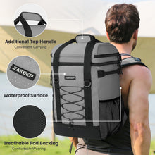 Load image into Gallery viewer, ZAKEEP Cooler Backpack, 36 Cans Multifunctional Leakproof Cooler Backpack with Padded Top Handle, Mesh Pocket for Camping BBQ (Gray)