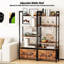 Load image into Gallery viewer, Furologee 5 Tier Bookshelf and Entryway Table Set, Adjustable Tall Bookcase with 2 Drawers, 38'' Console Sofa Table with 3 Fabric Drawers