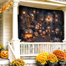 Load image into Gallery viewer, KatchOn, XtraLarge Spooky Halloween Backdrop - 72x44 Inch | Halloween Banner for Pumpkin Halloween Decorations | Halloween Photo Backdrop | Halloween Pumpkin Banner for Halloween Party Decorations