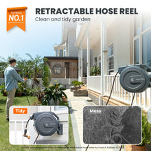 Load image into Gallery viewer, Giraffe Tools Retractable Garden Hose Reel 1/2 Inch x 130 ft, Super Heavy Duty, Any Length Lock, Slow Return System, Wall Mounted and 180 Deg Swivel Bracket