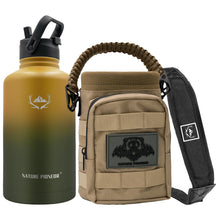 Load image into Gallery viewer, NATURE PIONEOR Tactical Water Bottle with Carrying Molle Sleeve, Stainless Steel 18/8 Food Grade Half Gallon Jug